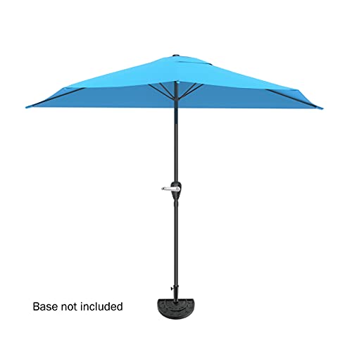 Image of Half Umbrella Outdoor Patio Shade - 9 ft Patio Umbrella with Easy Crank - Small Canopy for Balcony, Table, or Deck by Pure Garden (Blue)