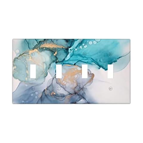 Blue Marble Light Switch Cover Quad Toggle Decorative Wall Plate for Farmhouse Kitchen Bedroom Bathroom Home Switches Covers Plates 8 x 4.5 x 0.2 Inch Cover