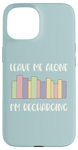Carcasa para iPhone 15 Leave Me Alone I'm Reading Bookshelf Book Lover Retro Azul