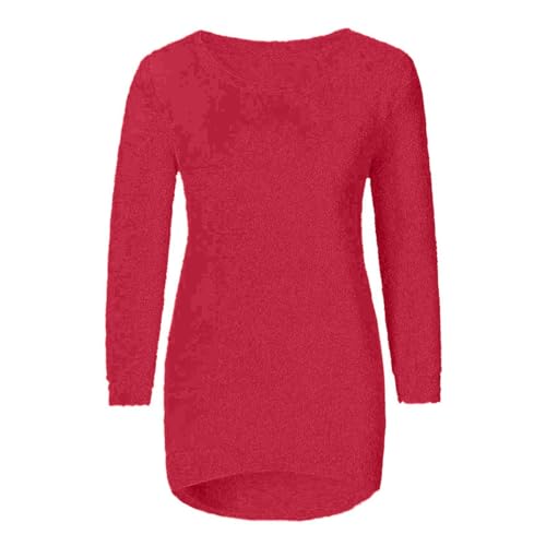 2025 Fall Sweaters for Women,Long Sleeve Cozy Lightweight Fuzzy Casual Pullover,Cute Dressy Winter Jumper Tops Plus Size Oversized Turtleneck Ugly Ladies Loose Going Out Teacher Resort Wear Red L