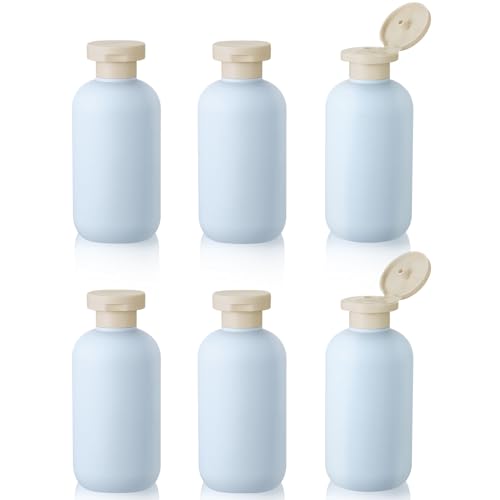 TranRantic 6個 シャンプーボトル 旅行用 200ml トラベルボトル フリップキャップ付きシャンプー 詰め替えボトル 旅行用 トラベル シャンプー 容器 リンス、乳液、クリーム用 (ライトブルー)