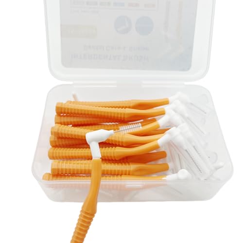 近位ブラシ 歯間ブラシ 歯間ブラシ L角 再利用可能デンタルクリーナー 使い捨て口腔衛生ブラシ 歯磨き用爪楊枝フロス 歯磨き道具 (1.2mm オレンジ ノーマル)
