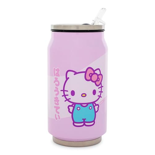 Image of Silver Buffalo Sanrio Hello Kitty, Stainless Steel Can Shape Cup, 11.8oz | Double, Wall Soda, Includes Flip Straw, 0.35 Liters