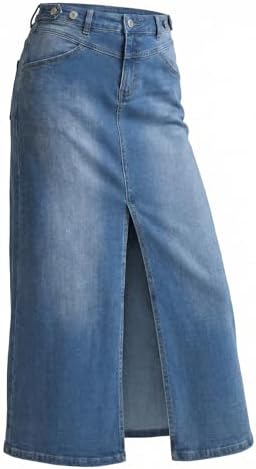 Arach&Cloz Women's Cotton Blend Stretch Adjustable Waist Denim Sk...