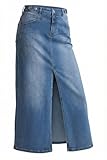 Arach&Cloz Womens Split Denim Skirts Summer Elastic Casual Teacher Outfits with Pockets Blue L