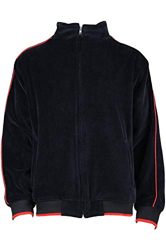Sweatsedo Mens Velour Tracksuit (Black w/Red, XXX-Large)