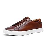 Men's Sneakers Leather Casual Dress Sneakers Breathable Business Oxford Fashion Sneaker Brown