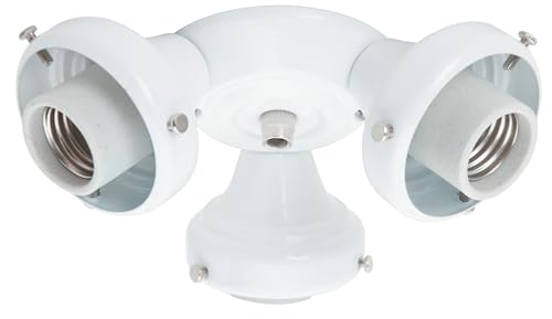 Image of Hunter Three Light White Fitter for Ceiling Fan, White | Ceiling Fan Light Kit Base & Replacement, Compatible with Hunter & Casablanca, 99135