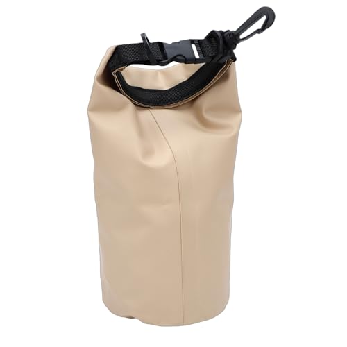 Bolsa seca impermeable de 2L con cierre enrollable, bolsillo con cremallera y hebilla, bolsa de nylon marina para camping, senderismo, mochilero y kayak de 12.2x10.63x4.53 pulgadas (Marrón)