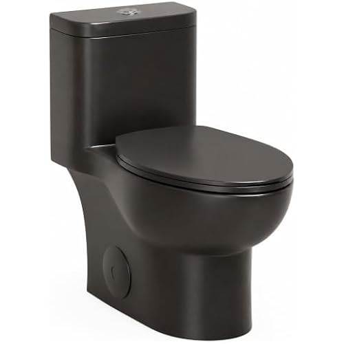 HRVEOCEI Black One Piece Toilets for Bathrooms (Black)