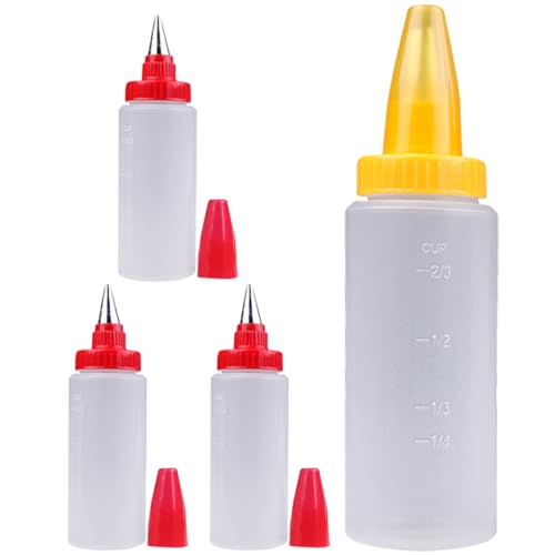 HOLIDYOYO Botella Exprimible Para Decorar Pasteles 4 Piezas Tamaño Pequeño Material Pp Grado Alimenticio Multifunción Para Repostería Doméstica Decoración De Postres y Galletas Diy