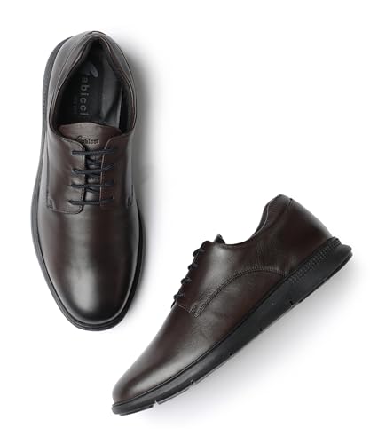 Image of Gabicci Mens Derby Shoe, Lace Up Entry, (Size 40-45), Trapizoidal Pattern Burnish Leather, Formal Workwear Shoe, TPR Sole, Stacked Heel, Jesse