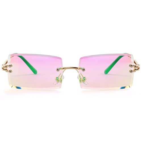 Image of Kursan Frameless Rectangle Sunglasses for Men Women Small Rimless Sun Glasses Shades UV400 Protection