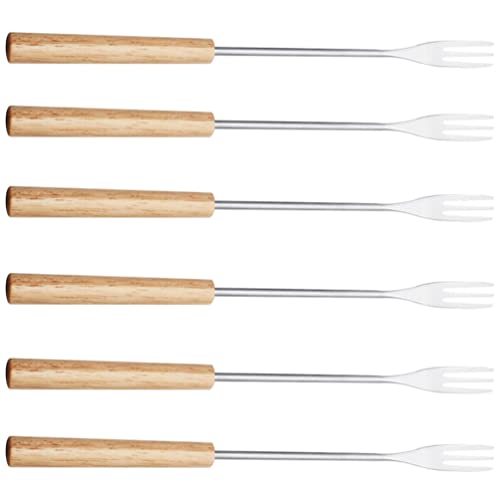 DOITOOL 6Pcs Chocolate Fondue Fork hot Dog Smores skewers Cake Decorating Tool Metal Fruit Food Fork Fondue Sticks BBQ Tools Exquisite Baking Supplies Candy Stainless Steel Dipping Sauce