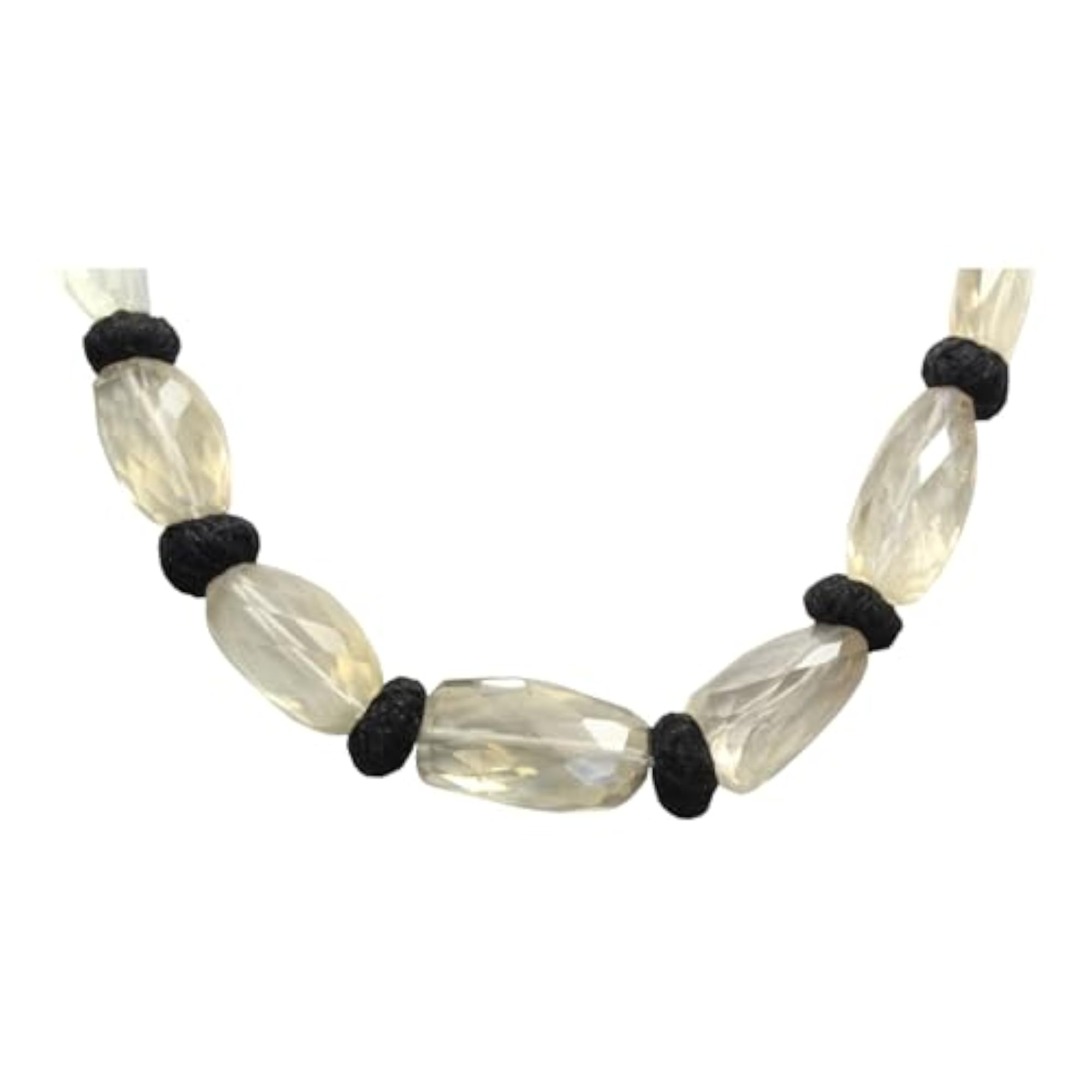 Women's Adjustable Natural Golden Topaz Bead Necklace on Black Thread