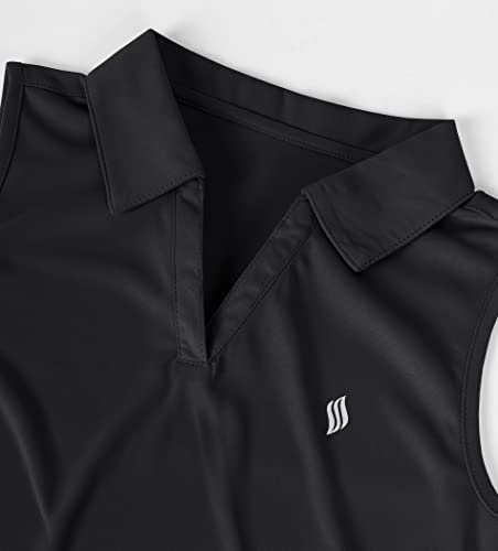 Image of SANTINY Girls' Sleeveless Golf Shirt V-Neck Quick Dry Tennis Tank Tops Golf Clothes Collared Polo Shirts for Girl