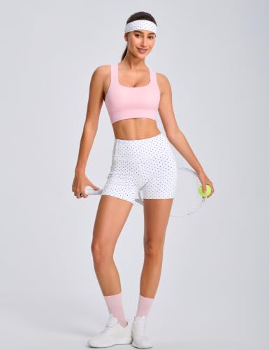 Image of THE GYM PEOPLE High Waist Yoga Shorts for Women's Tummy Control Fitness Athletic Workout Running Shorts with Deep Pockets