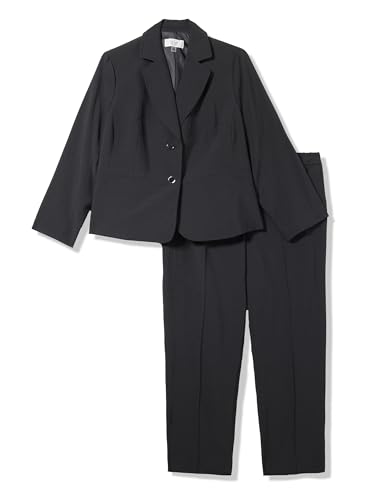 Women's Plus Size 2 Button Inset Waist Jacket & Elastic Back Pant