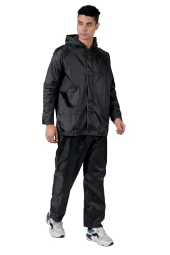 Image of TAGAS Men's Raincoat ||Waterproof for Bike ||Reversible Double Layer with Hood || Set of Top and Bottom With Cap rain Wear