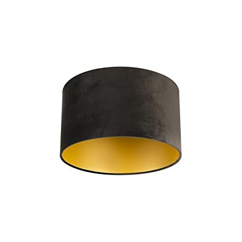 Pantalla de terciopelo negro/oro Qazqa Cover