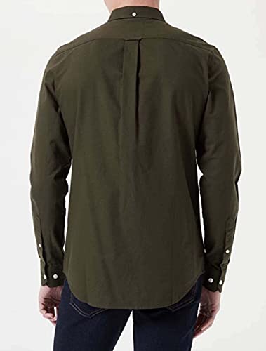 Farah Mens Brewer Slim Fit Cotton Oxford Shirt, Dark Green, XS UK, Evergreen - Image 3