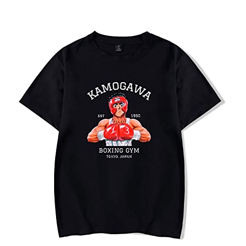 Anime Hajime no Ippo T-Shirt Merch Casual Short Sleeved T Shirt Unisex Tee (Black,X-Large)