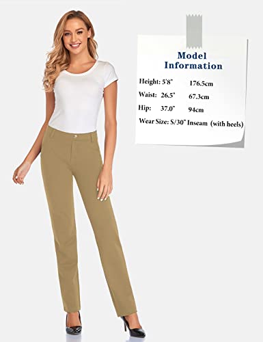 Image of Tapata Women's 28'' /30'' /32'' /34'' Stretchy Straight Dress Pants with Pockets Tall, Petite, Regular for Office Work Business