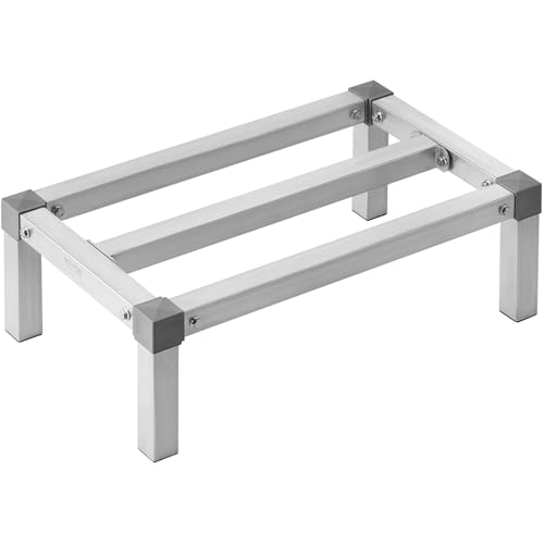 VEVOR Aluminum Dunnage Rack 24 x 14 Commercial Food Floor Rack 8 Off the Floor 1000 lbs Capacity Adjustable Aluminum Storage for Storage in Restaurants Kitchens Garages and Vehicles
