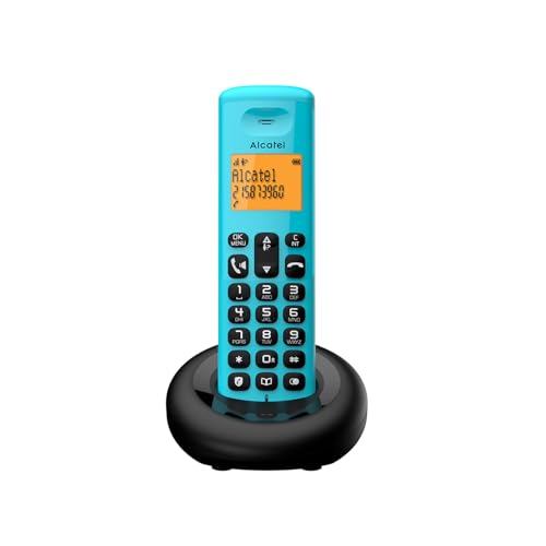 ALCATEL E260 - Schnurloses DECT-Telefon - Kompaktes Design - Großes hintergrundbeleuchtetes Display - Freisprechfunktion - Funktion zur Sperrung unerwünschter Anrufe - Blau