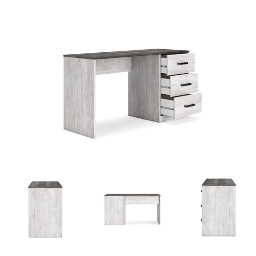 Signature Design by Ashley Shawburn Farmhouse 3-Drawer 54" Home Office Desk, White & Gray - Image 6