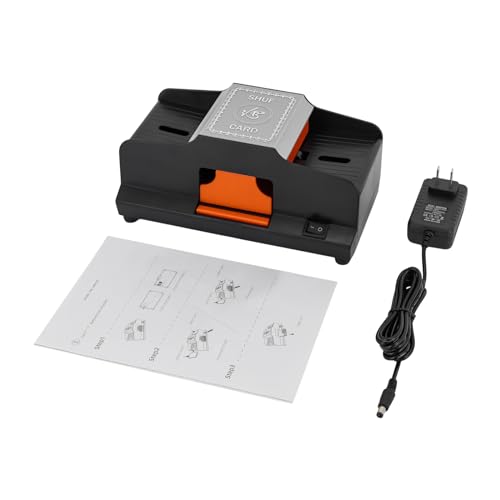 Card Shufflers, Electric Card Shuffling Machine, 1-2 Decks, Automatic Playing Card Shuffling Machine, Two Power Modes (USB, Batteries), Playing Card Shuffler for Home Card Game,Travel, Plastic, Black