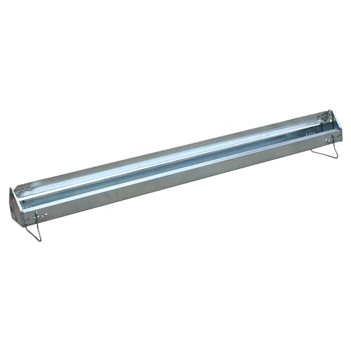 FARM-TUFF Reel Top Rectangular Poultry Feeder 36 Inch - Heavy-Duty Galvanized Metal Feeder Trough with Anti-Roost Reel & Spill Resistant Design - Long Feeding Space for Backyard Flocks & Farms