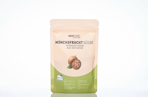 MAKECAKE Mönchsfrucht Süße – natürlicher Zuckerersatz ohne Stevia & Erythrit | vegan, ohne Zuckerzusatz, hitzestabil, ergiebig | Monk Fruit Pulver, 100 g