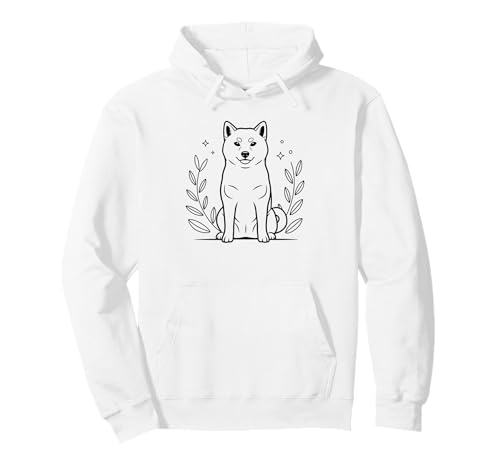 Line Art Japanese Shiba Inu Minimalist Pullover Hoodie