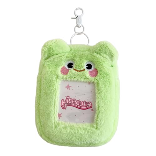 Plush Photocard Holder Keychain Casual Pendant for Football Cards Baseball Cards, Green