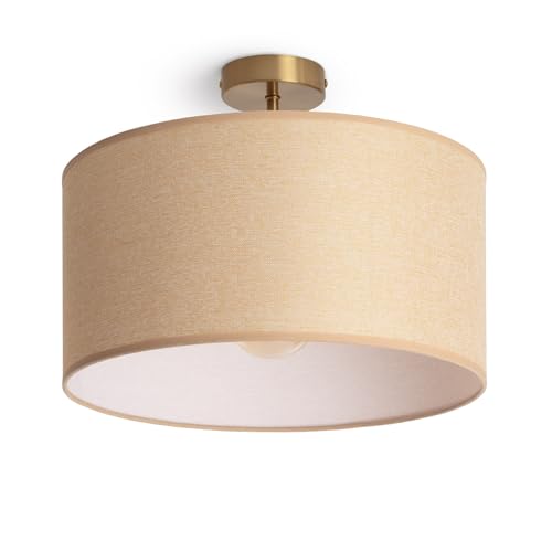 LEDKIA LIGHTING - Deckenleuchte Quitón | Eleganter Vintage-Stil | Metall mit satiniertem Gold | Verwendet 1 x E27 Leuchtmittel | Vielseitig für Wohnzimmer & Esszimmer, Beige, Metall, Textil LEDKIA LIGHTING - Deckenleuchte Quitón | Eleganter Vintage-Stil | Metall mit satiniertem Gold | Verwendet 1 x E27 Leuchtmittel | Vielseitig für Wohnzimmer & Esszimmer, Beige, Metall, Textil