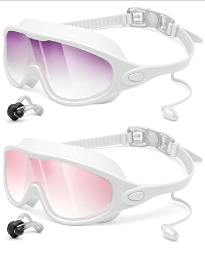 Image of Swim Goggles 2 Pack, Wide View Anti Fog&UV Swimming Goggles for Audlt, No Leak Pool Beach Essentials for Men Women