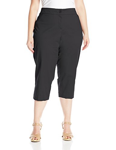 Napa Valley Women's Plus-Size Cat Eye Pockets Twill Capri, Black, 22W