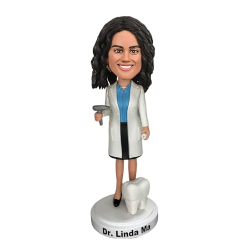 Custom Bobblehead, Snirov Personalized Handmade Clay Figurine Crafted by Photo, Fully Customizable Female Dentist Sculpture Doll Funny Gag Birthday Gift for Women Personalized Wedding Cake Topper