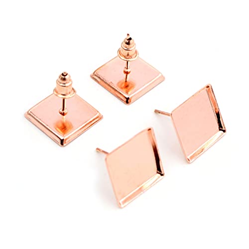 Boucles d'oreilles carrées 12 mm lot de 20 pour fabriquer des cadeaux personnalisés