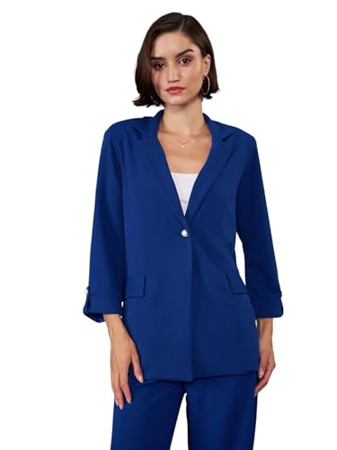 Image of Sassafras worklyf Women's Blazer Regular Fit Full Sleeves Longline Front Open Show Pocket - Casual Workwear Blazers