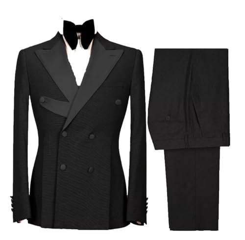 Stylish 2 Piece Double Breasted Suit Men Slim Fit Suits for Wedding Point Lapel Formal Business Groom Tuxedo