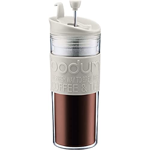 BODUM 11100-913S TRAVEL PRESS Mug à piston isotherme en plastique avec couvercle à clapet, 0.45 l