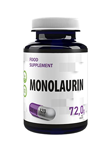 Hepatica Monolaurin 500mg 120 Vegane Kapseln, Laborgeprüft, Nicht GVO, keine Füllstoffe oder Zusatzstoff Cover