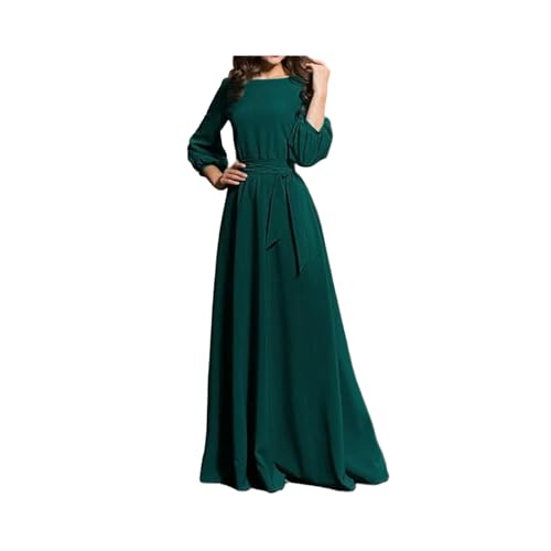 KWTF Vestido largo Vintage con pajarita para mujer, vestidos largos de fiesta con mangas abullonadas, vestido elegante hasta el suelo 2023