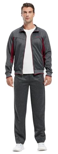 Image of Rdruko Men's Athletic Casual Tracksuit 2 Piece Full Zip Jacket Sweatsuit Outfit Jogger Fleece Set