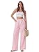 LYANER Women's Low Rise Striped Pants Wide Leg Cotton Elastic Drawstring Pajama Lounge Wear Sleepwea Pink Medium