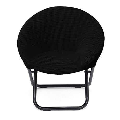 Tangoner Saucer Chair Cover Papasan Slipcover Stretch Moon Chair Cover Replacement Circle Chair Slip Cover (Black)