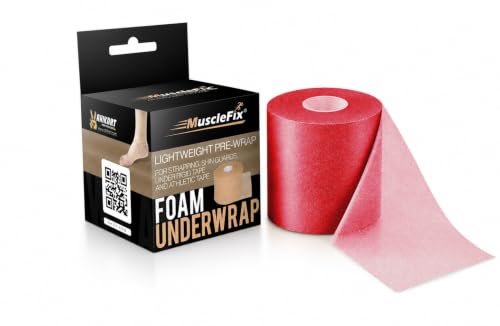 Image of Underwrap Pre Wrap Foam for Use Under Rigid Tape | Soft Base Layer for Ankle, Knee, Wrist & Hand Support | Comfortable, Sweat-Resistant, Easy to Tear 20 mtr (Pink | 6 cm)