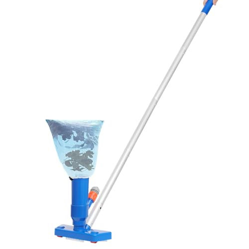 Poolsauger Staubsauger - 143cm Pool Sauger mit Bürste & 4 Abnehmbare Verstärkung Aluminiumstange, Schwimmbad Teich Jet Vakuumkopf mit Laubsack für Reinigung Saugen Pool Boden Mini-Reiniger für Brunnen
